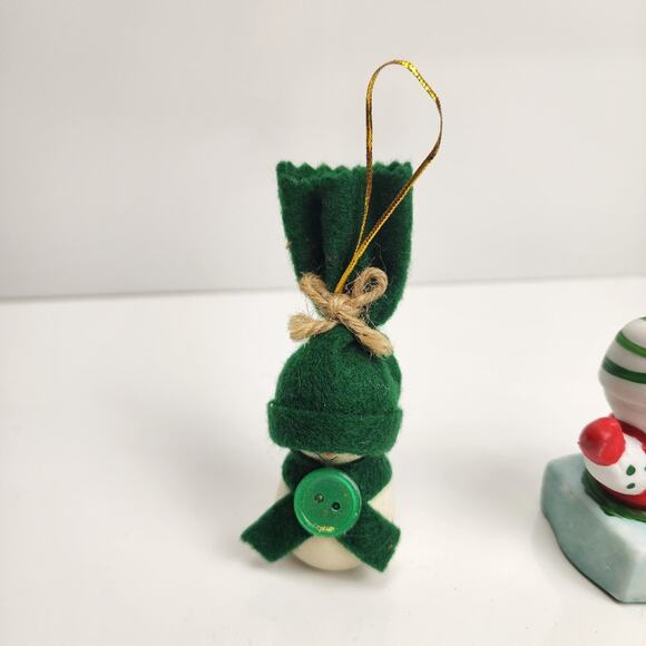 Vintage BOA Jack In The Box Christmas Bell- Taiwan & Handmade Green Snowman Lot - Picture 9 of 11